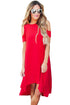 Sexy Red Cold Shoulder Short Sleeve High Low Dress